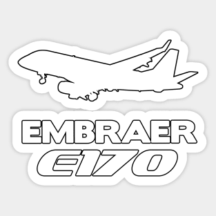 Embraer E170 Silhouette Print (White) Sticker